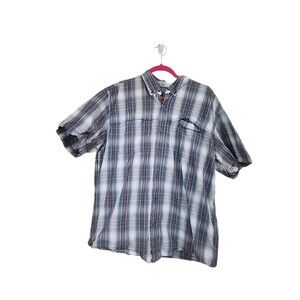 Carhartt button front Shirt Mens check plaid Short Sleeve Workwear Relaxed L